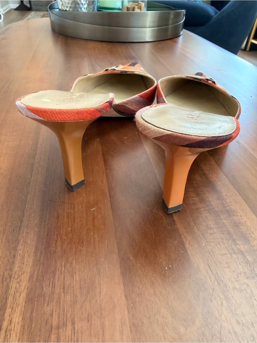 AK Anne Klein Striped Pointed Toe Mule Heels Size 9M 3” Heel - Picture 5 of 7